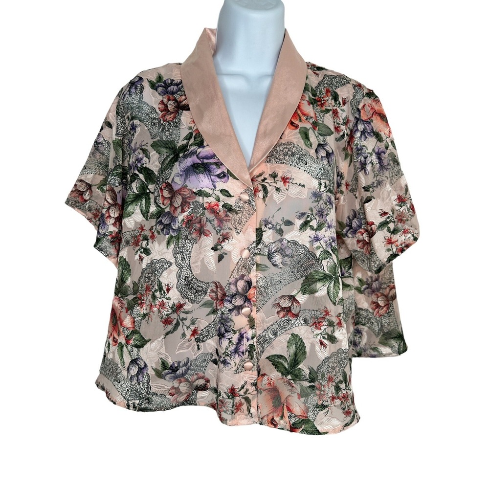 Vintage Victoria's Secret Gold Label Floral Satin S Small Intimates Top Shirt B